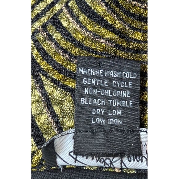 y2k Russell Kemp Petite Green/Gold & Black Abstract V-Neck 3/4 Sleeve Top - PM - Picture 9 of 9